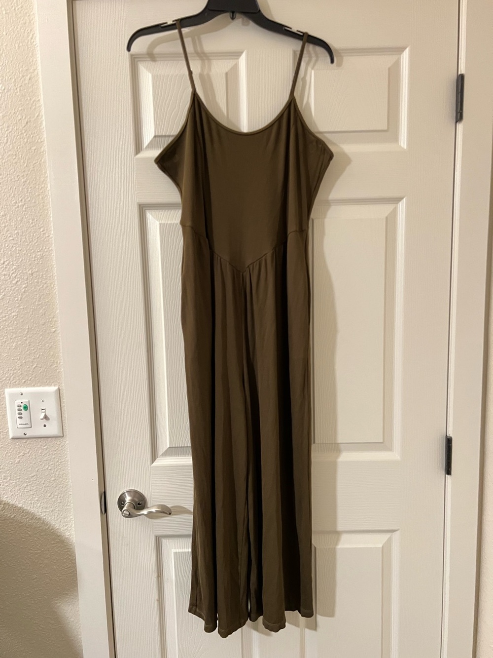 Army Green/Olive Ribbed Spaghetti Strap wide leg jumpsuit #160 - Picture 4 of 12
